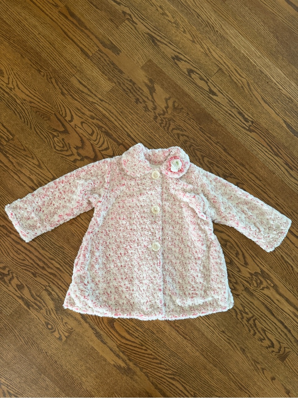 Size 6 Girls Corky and Company Pink / White Faux Fur Coat